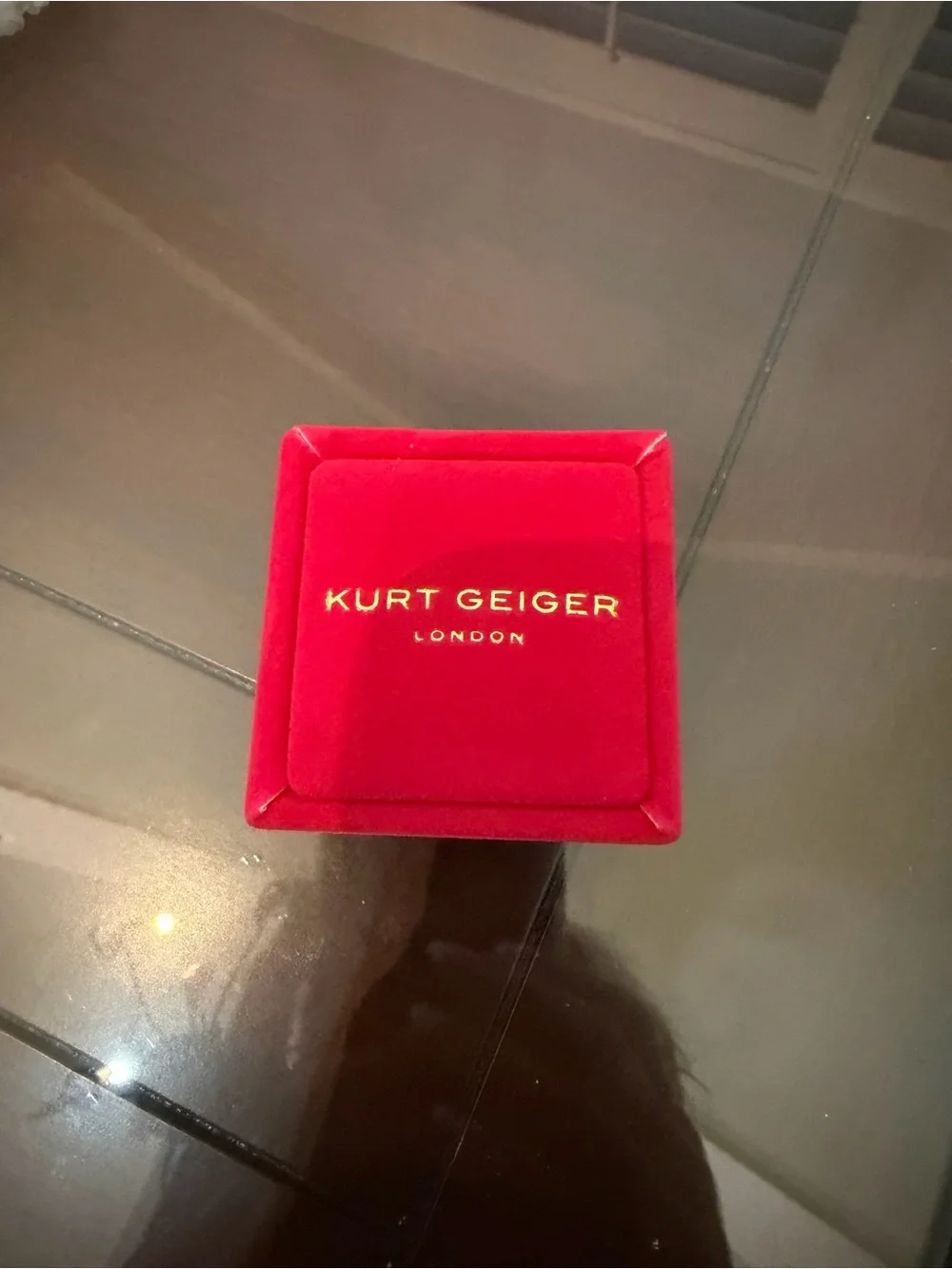 Kurt Geiger Gold Heart Ring with Clear Center and Blue Accents size 7 3/4